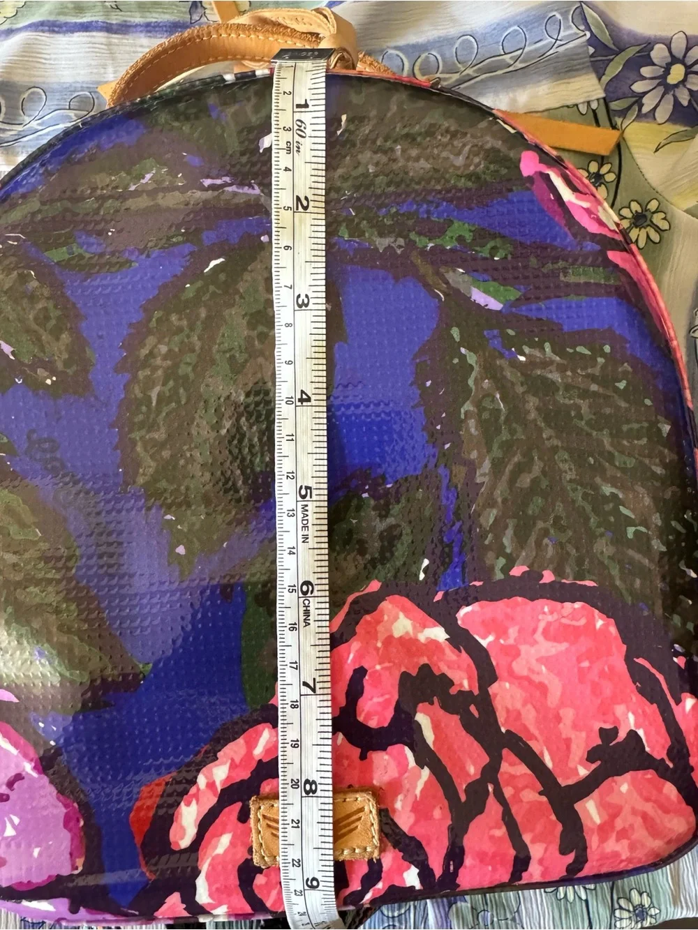 Consuela Blue Floral Dome Backpack with Pink Accents